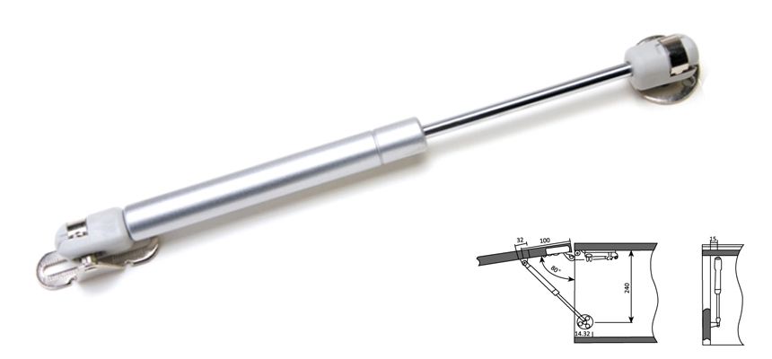 Gas strut,up,door top hung